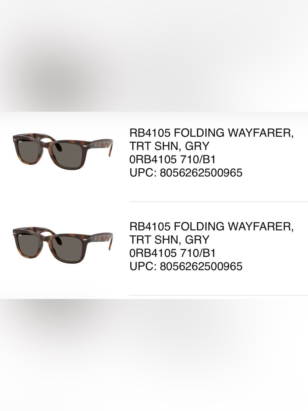 Ray-Ban Folding Wayfarer Sunglasses - Tortoise Frame with Gray Lenses